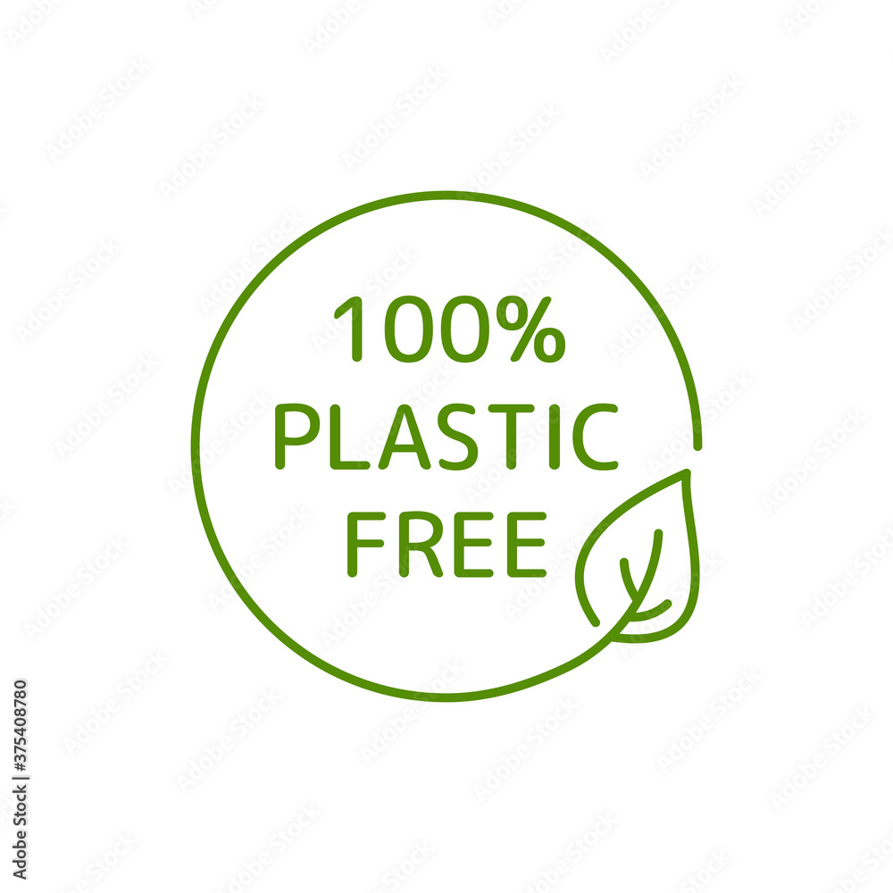 Plastic free vector logo for 100% recycle and sustainable bag