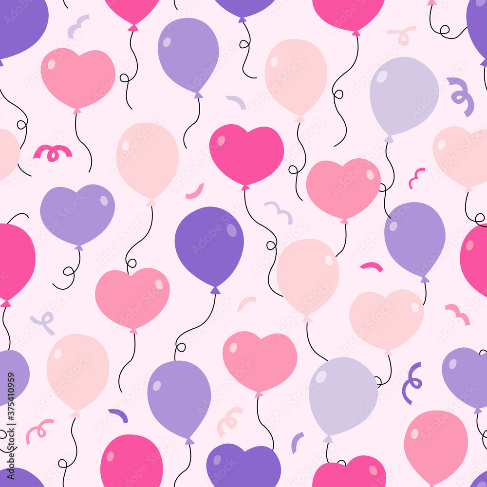 Cute Pink Balloon Seamless Pattern