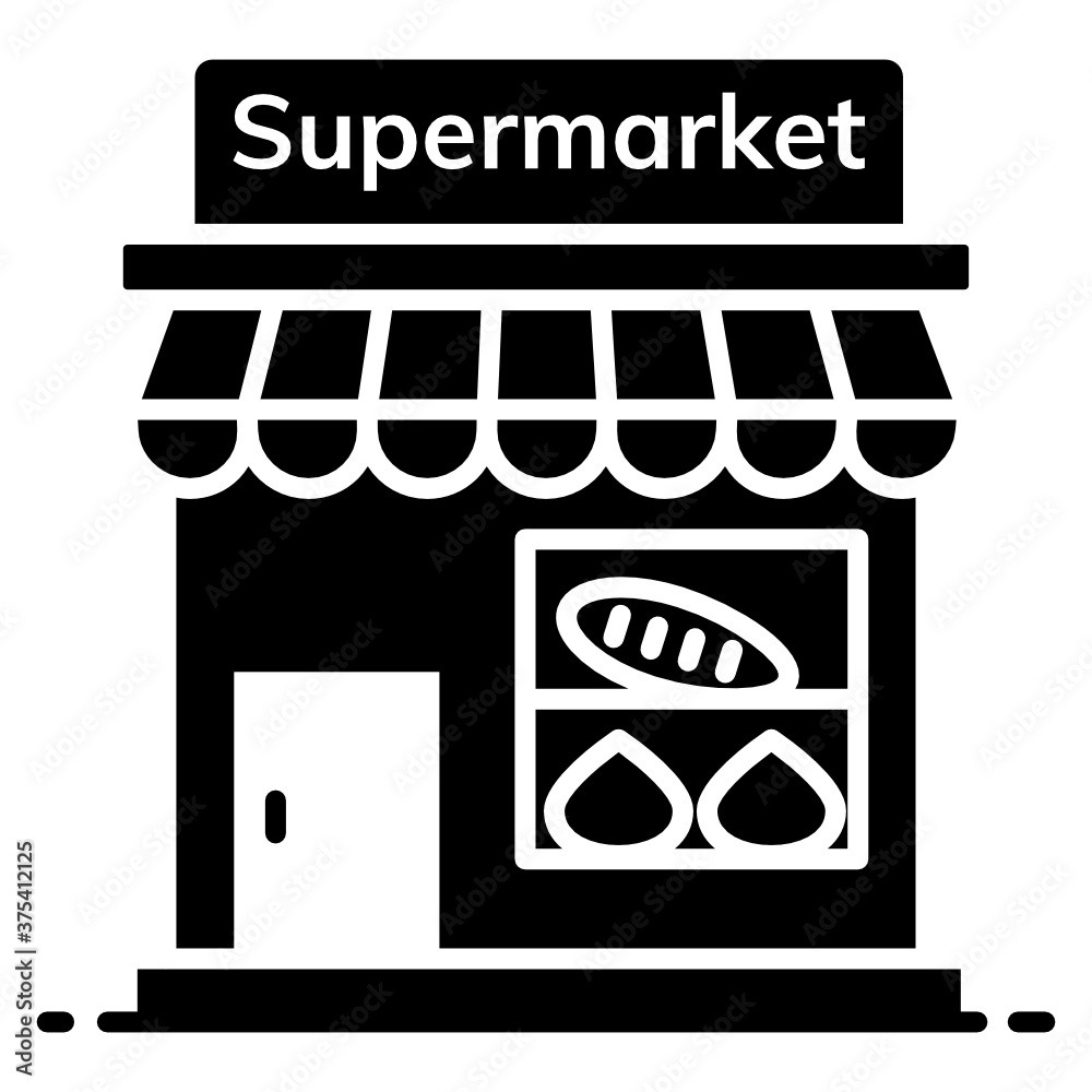 Supermarket exterior design in icon
Supermarket exterior design in icon