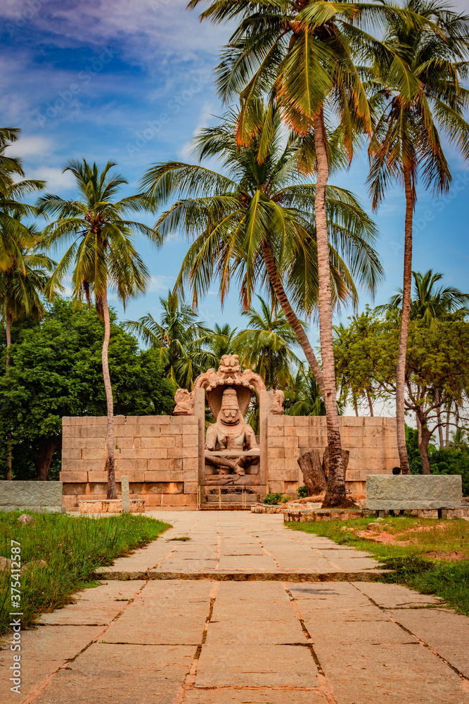 narasimha lakshmi temple hampi antique stone art from unique angle