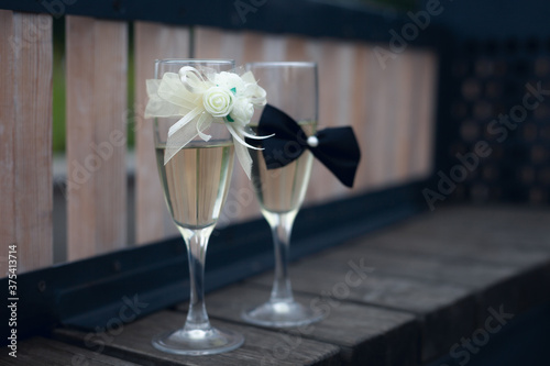 two glasses with champagne