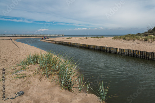 Jamienski Nurt water channel connecting the Baltic Sea with Lake Jamno near Mielno  Zachodniopomorskie  Poland