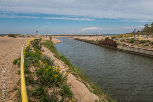 Jamienski Nurt water channel connecting the Baltic Sea with Lake Jamno near Mielno  Zachodniopomorskie  Poland