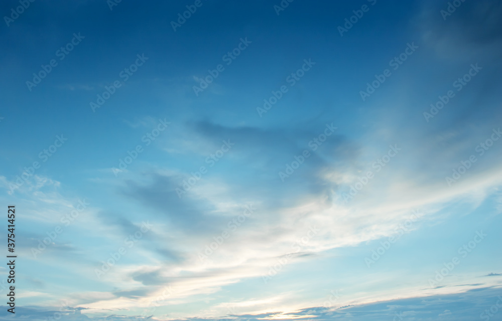 blue sky of sea with soft clouds background