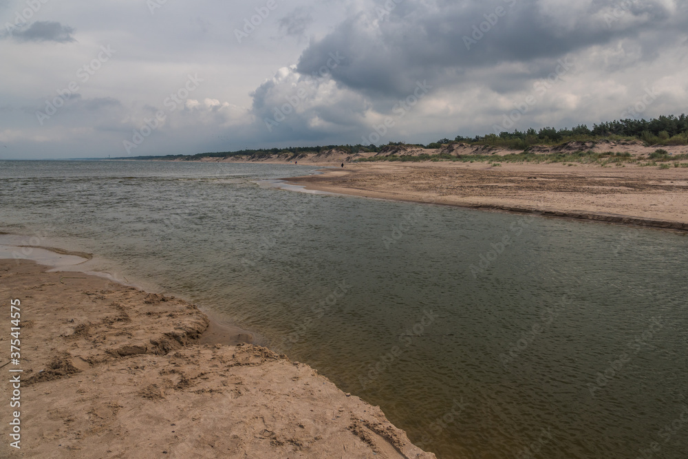 Jamienski Nurt water channel connecting the Baltic Sea with Lake Jamno near Mielno, Zachodniopomorskie, Poland