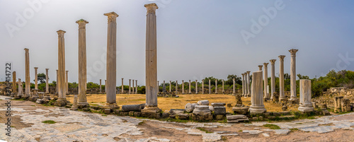 Panorama view of  the colonnaded Palaestra of the gymnasium at the ancient Roman city of Salamis near Famagusta, Northern Cyprus © Nicola