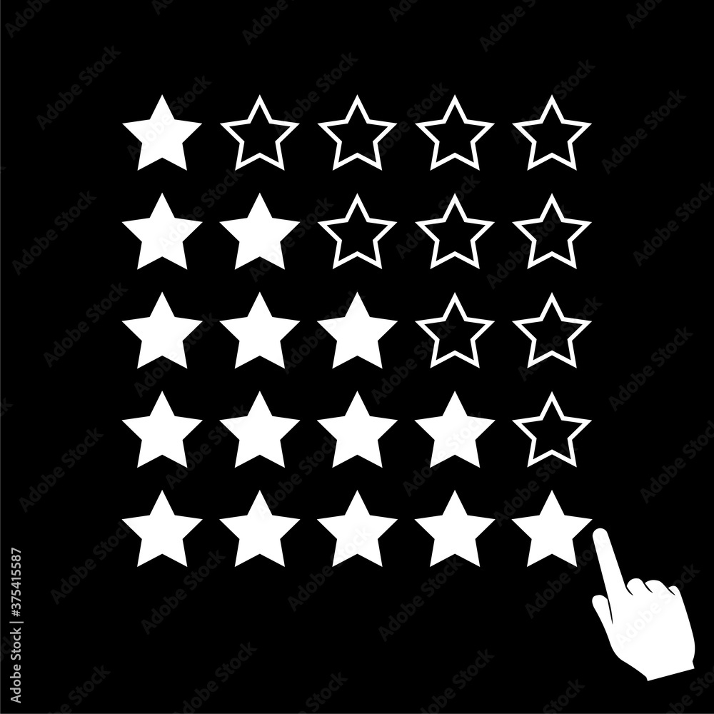 Star rating flat icon for apps and websites isolated on dark background Star rating flat icon for apps and websites isolated on dark background