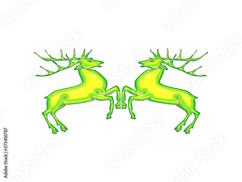 Two deer stags fighting