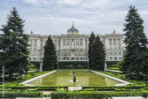 Campo del Moro (Field of the Moor) - glorious Public park near Spanish Royal Palace (Palacio Real) in Madrid. Palacio Real - official residence of the King of Spain.