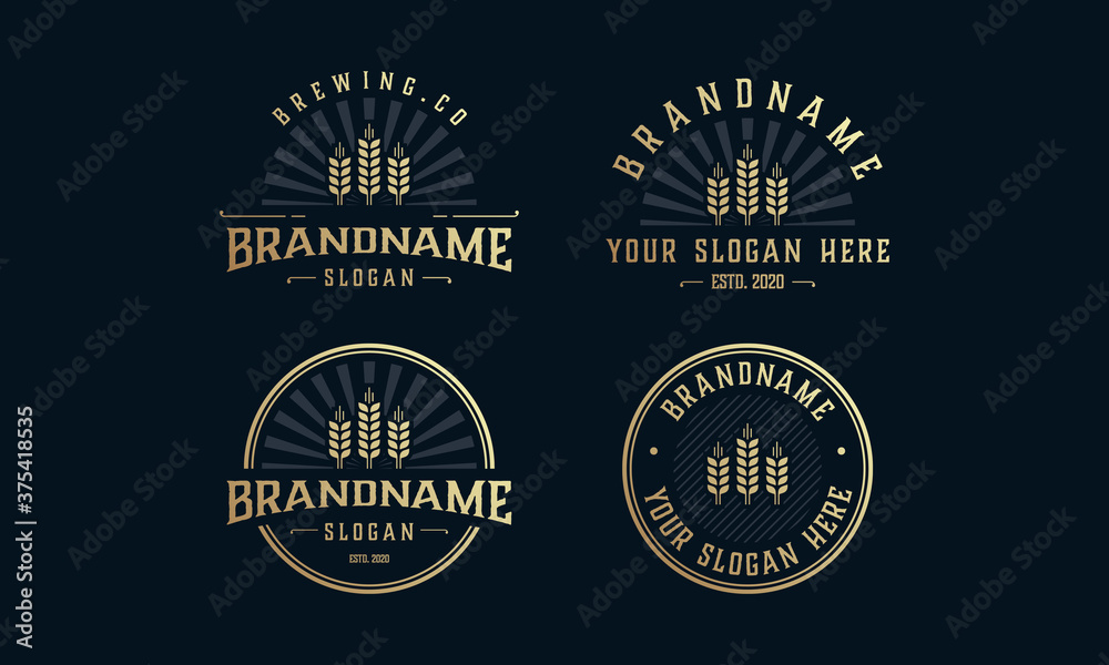 set vintage brewery logo, brewery label emblem. Design vector 