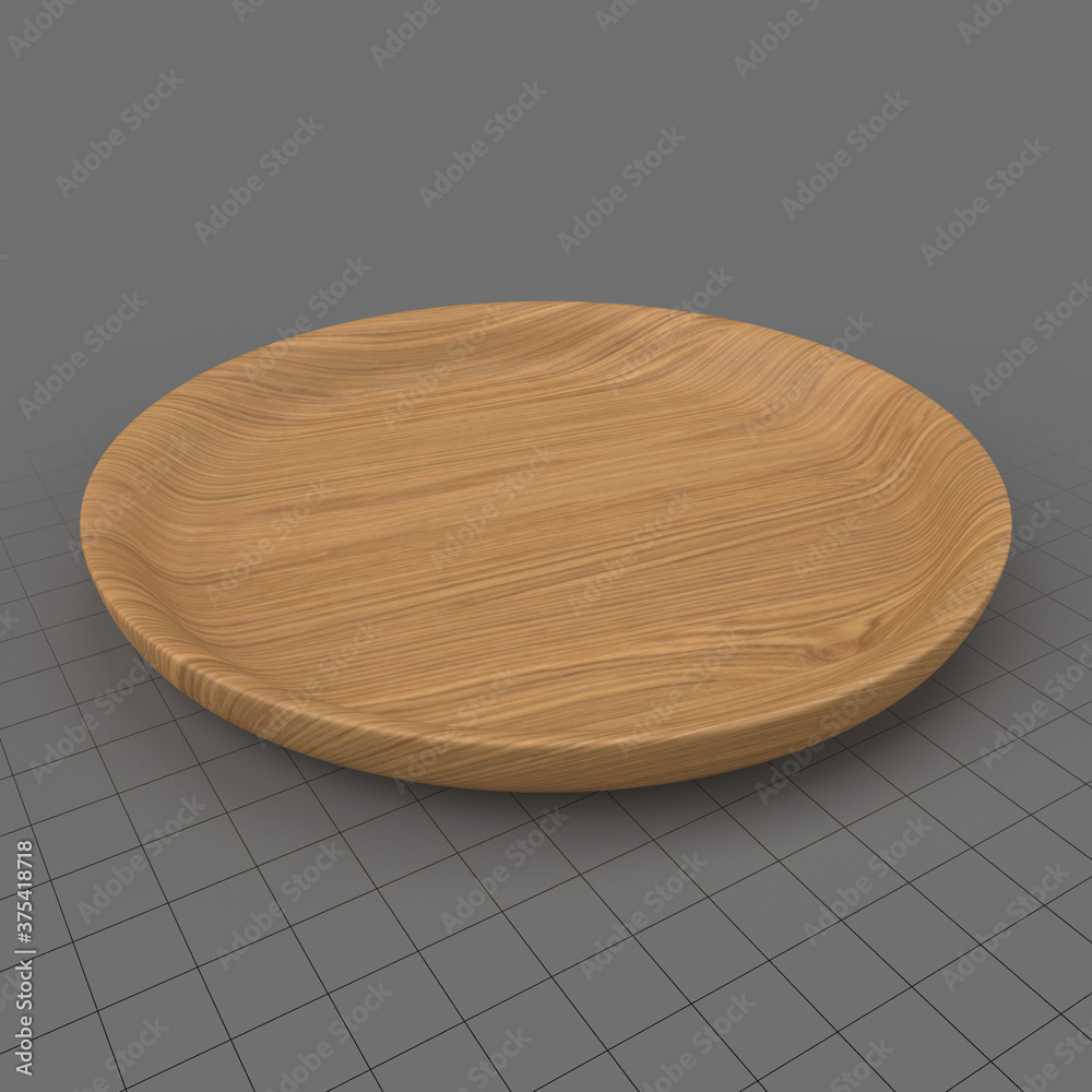 Wooden round plate Stock 3D asset | Adobe Stock