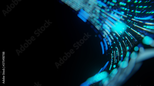 fiber optics background with lots light spots. Abstract tech background. Floating Numbers HUD Background. Matrix particles grid virtual reality. Smart build. Grid core. Hardware quantum form.