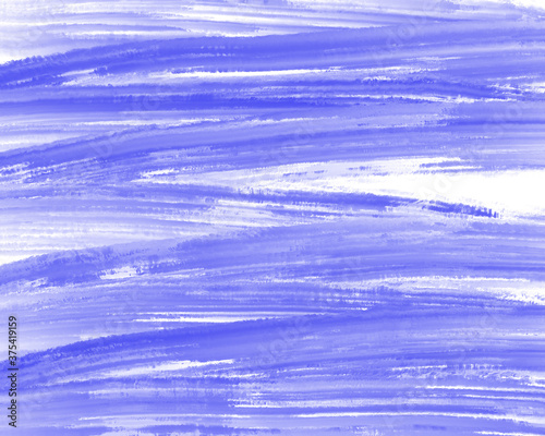 Large sweeping blue watercolor stripes with a dry brush. Horizontal lineart brush and paint, background backdrop design element. The textured effect of blue paint dry brush strokes.