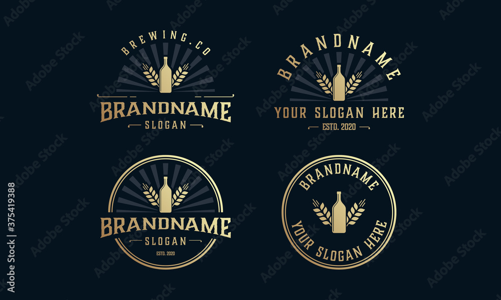 Fototapeta premium set vintage brewery logo, brewery label emblem. Design vector 