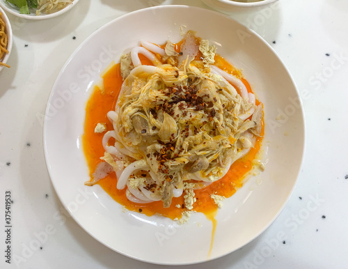 Nan Gyi Thohk Authentic Burmese Thick Noodle Dish (ID: 375419533)
