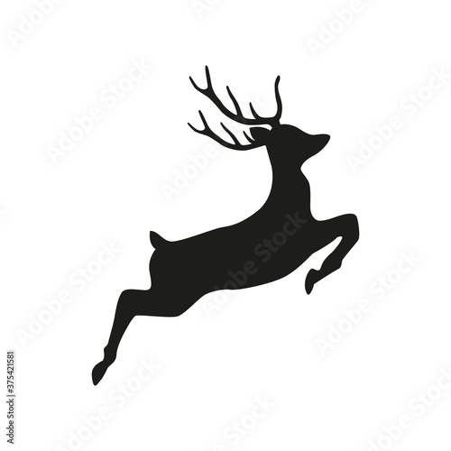 jumping deer silhouette isolated on white background vector illustration EPS10