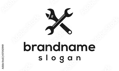Simple wrench logo design vector