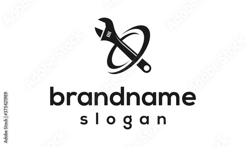 Simple wrench logo design vector