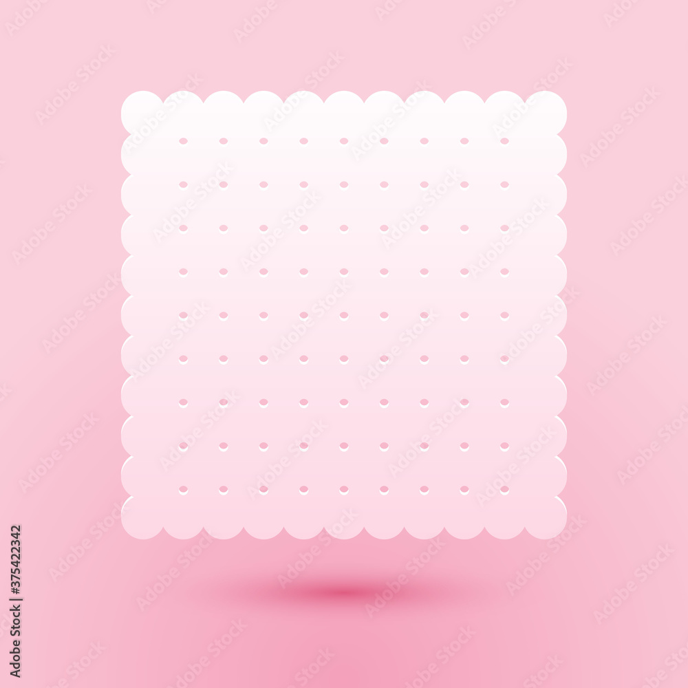 Paper cut Cookie icon isolated on pink background. Pastry sing. Biscuit symbol. Paper art style. Vector. Paper cut Cookie icon isolated on pink background. Pastry sing. Biscuit symbol. Paper art style. Vector.