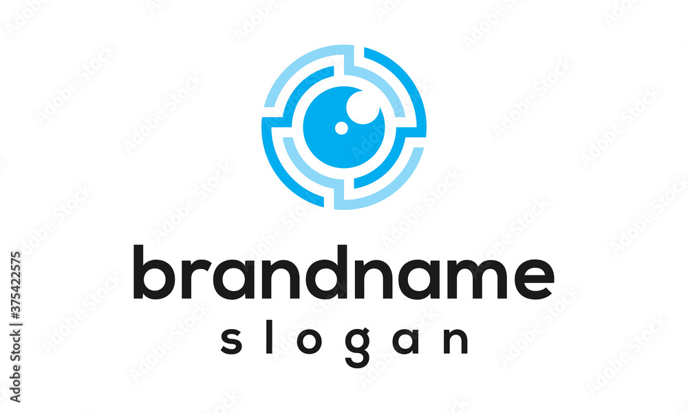 Modern lens camera logo design vector