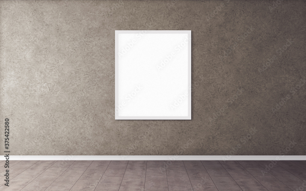 White vertical blank poster with white frame on wall. Empty mock-up for you design preview. Good use for presentation. White vertical blank poster with white frame on wall. Empty mock-up for you design preview. Good use for presentation.