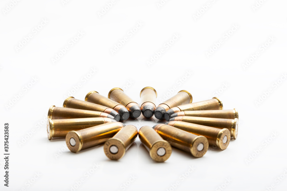Several bullets of the 38 caliber special for a handgun or revolver