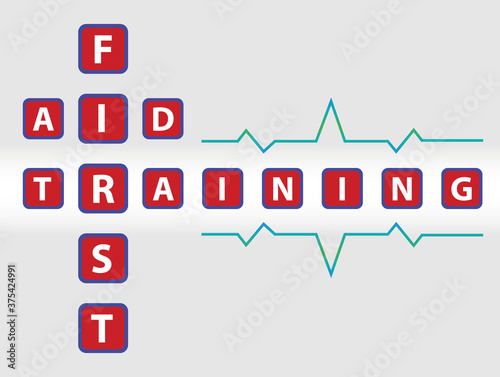 First aid training illustration vector.