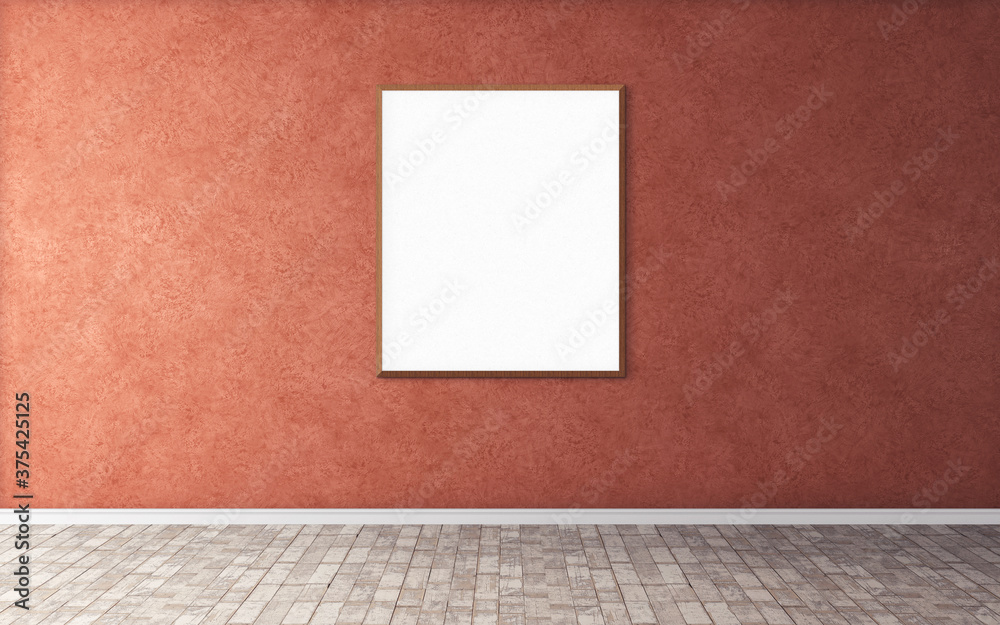 White blank poster with wooden frame on wall. Template for you design preview. Good use for presentation. White blank poster with wooden frame on wall. Template for you design preview. Good use for presentation.