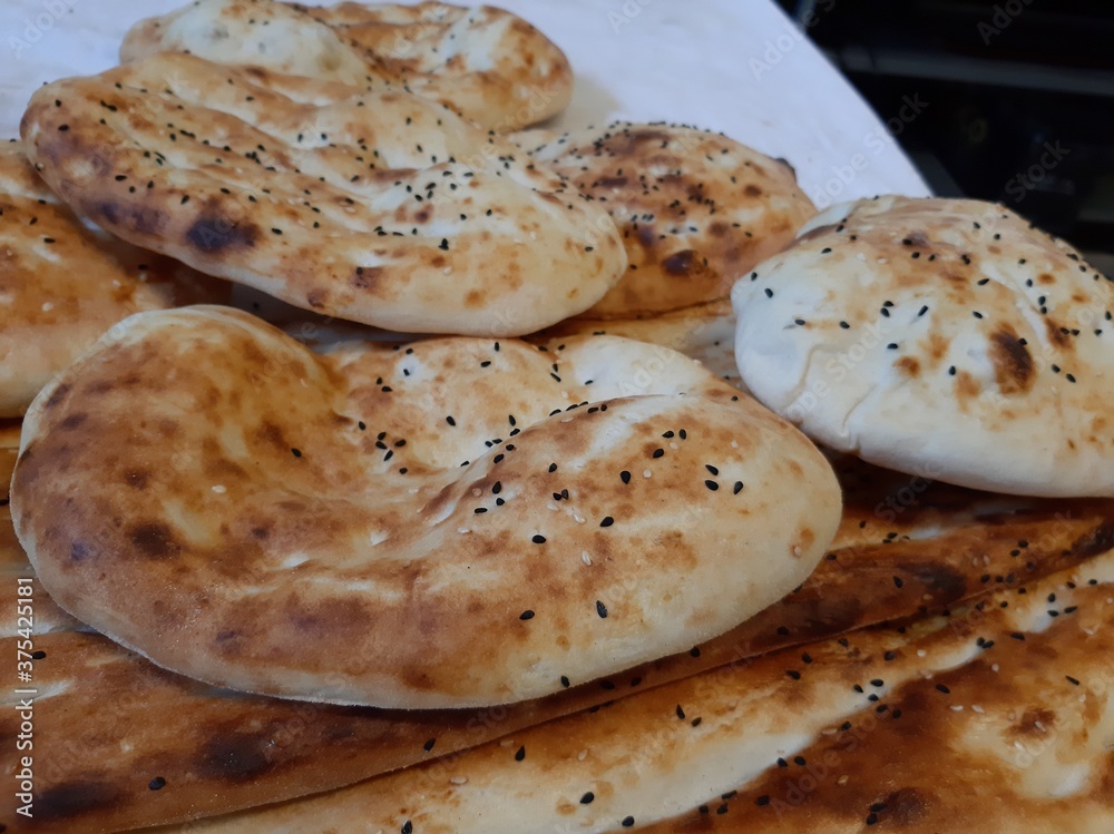fresh and hot bread from the oven