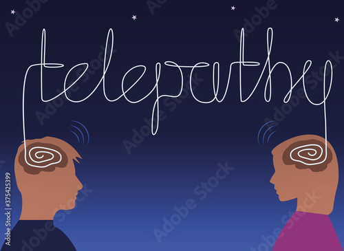 Tableau sur toile Telepathy illustration between a man and woman