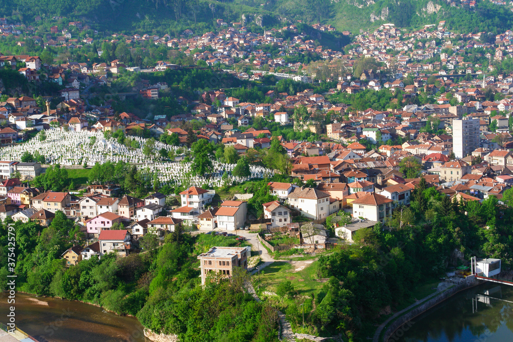 A cityscape of Sarajevo city in springtime - Sarajevo, Bosnia and Herzegovina