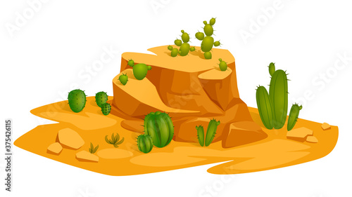 illustration of desert with rocks and cactus