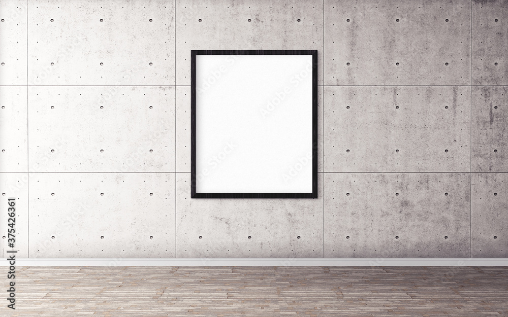 White blank poster with black frame on wall. Empty mock-up for you design preview. Good use for presentation. White blank poster with black frame on wall. Empty mock-up for you design preview. Good use for presentation.