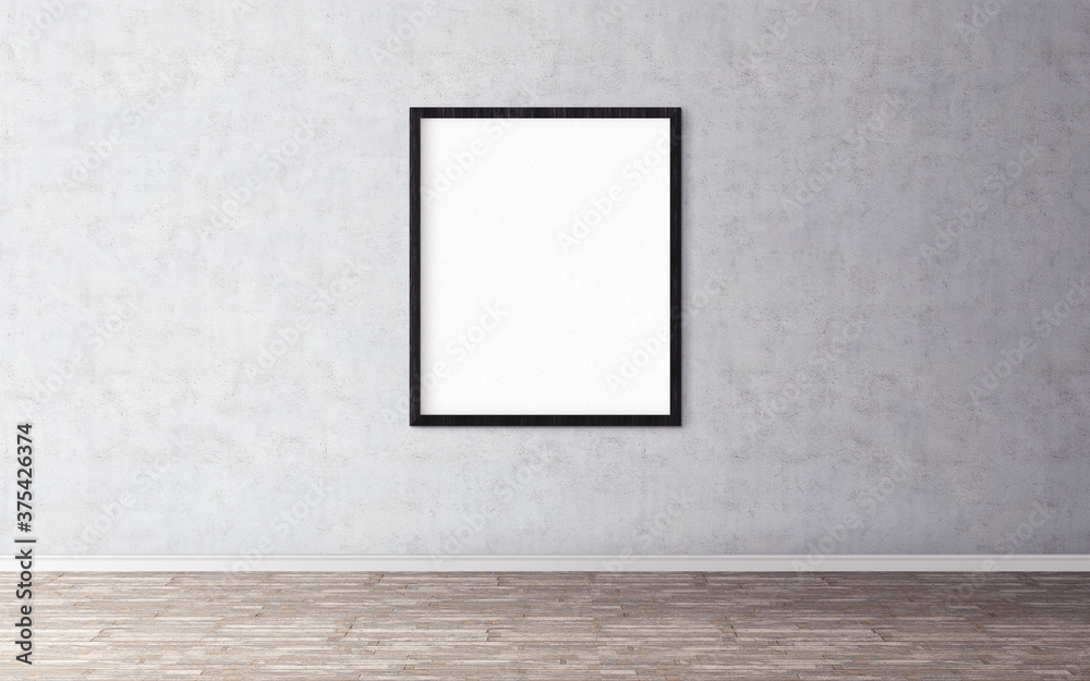 White blank poster with black frame on wall. Empty mock-up for you design preview. Good use for presentation. White blank poster with black frame on wall. Empty mock-up for you design preview. Good use for presentation.