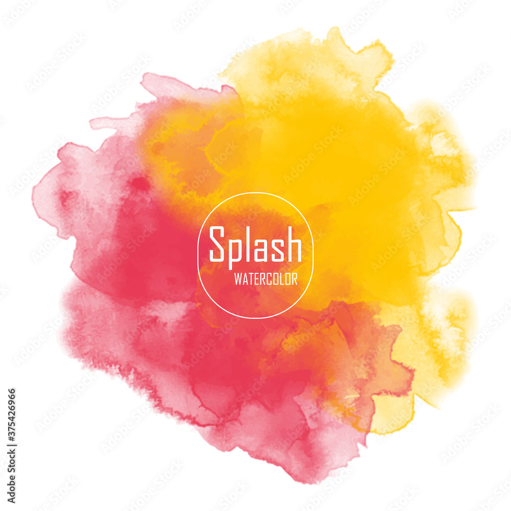 Abstract red and yellow watercolor splash background texture Stock