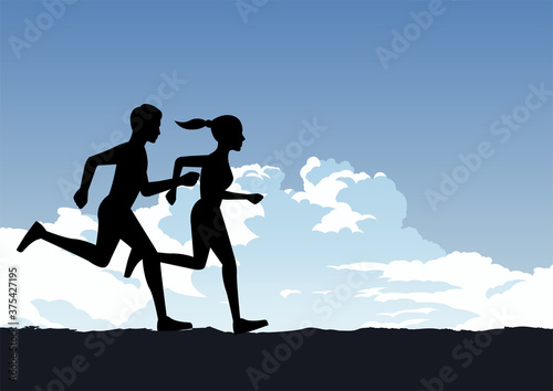 couple exercise by running for healthy
