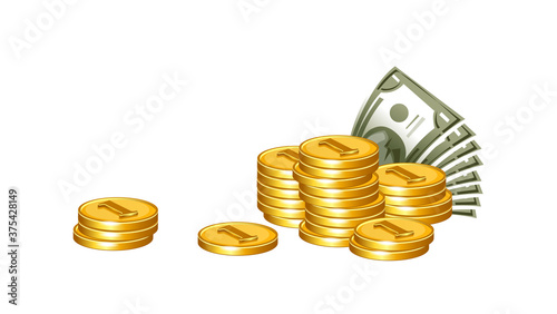 illustration of gold coins stacked vertically in stacks