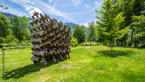 Arte Sella wood works in the nature in Trentino Alto Adige, Borgo Valsugana, northern Italy, May 24, 2020