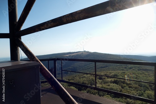 high platform of an old abandoned antenna tower