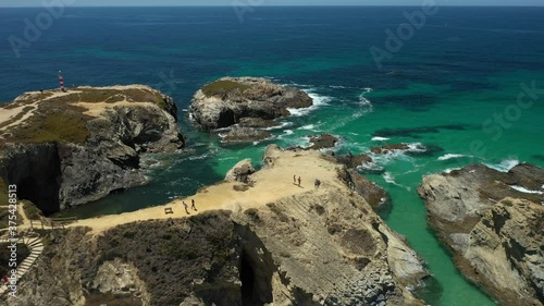 Aerial Drone Video of the cliffs of Porto Covo, Portugal