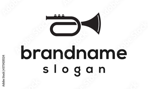 trumpet logo design vector