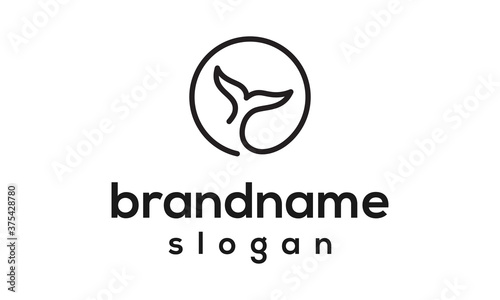 Whale wave logo design vector