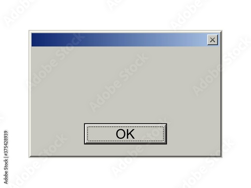 Old computer window with error message. Retro pc interface with problem or glitch, vintage web browser alert, software system bug. 90s screen vector illustration. Program failure
