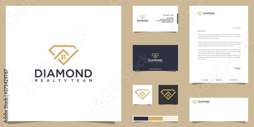 Diamond real estate logo and brand identity design