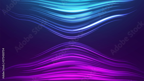 Fototapeta Naklejka Na Ścianę i Meble -  Dark abstract background. Futuristic line pattern. Pink blue colors