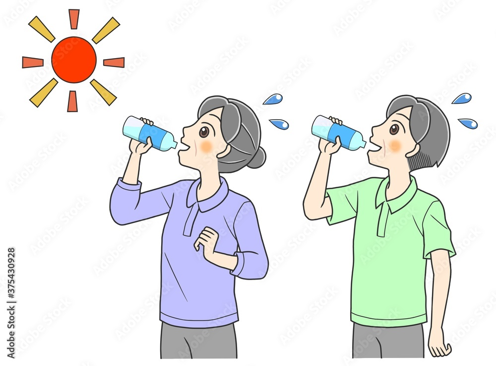 elderly people drinking water to prevent heat exhaustion elderly people drinking water to prevent heat exhaustion