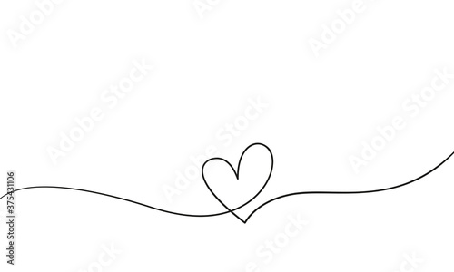 One line drawing heart, Hand drawn vector minimalist illustration of love concept photo