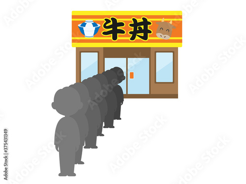 行列のできる飲食店のイラスト