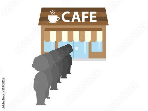 行列のできるカフェのイラスト