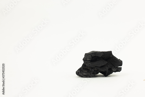 Natural wood charcoal  traditional charcoal or hard wood charcoal isolated on white background